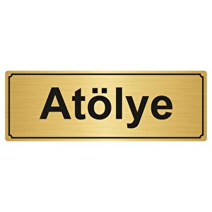 Atölye Yönlendi̇rme Levhasi 10cmx20cm Altin Renk Metal