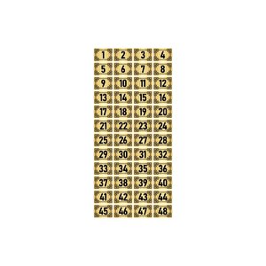 Metal Kapı Masa Dolap Numara Levhası 5x7cm Altın Renk 48 Adet (1…48)