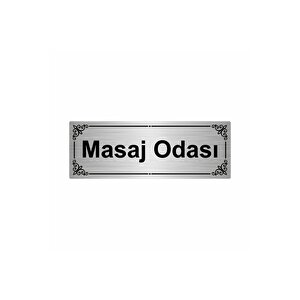 Masaj Odası 7x20cm Gümüş Renk Metal Yönlendirme Levhası