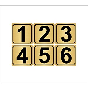 Metal Kapı,masa,dolap Numarası 10cmx10cm 6 Adet (1…6) Altın Renk Metal