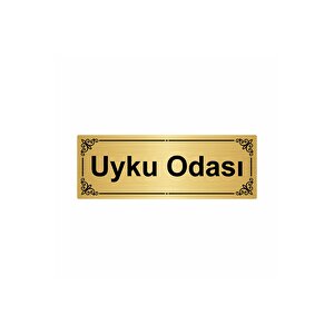 Uyku Odası 7x20cm Altın Renk Metal Yönlendirme Levhası