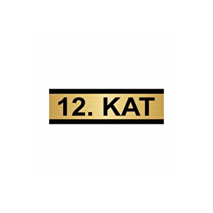 12. Kat 10x20cm Altın Renk Metal Yönlendirme Levhası