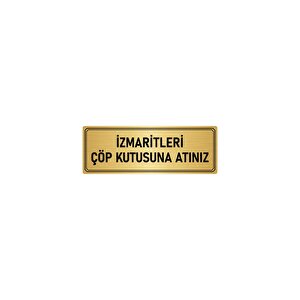 Metal Yönlendirme Levhası, Departman Kapı İsimliği İzmaritleri Çöp 7x20 Cm Altın Renk