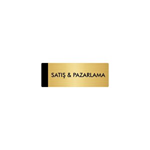 Metal Yönlendirme Levhası, Departman Kapı Isimliği Satış & Pazarlama 10x20 Cm Altın Renk