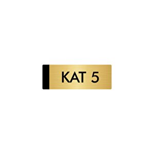 Metal Yönlendirme Levhası, Departman Kapı Isimliği Kat 5 7x20 Cm Altın Renk