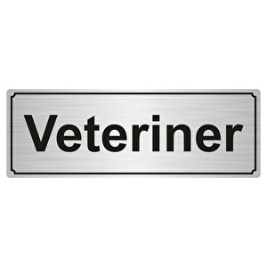 Veteri̇ner Yönlendi̇rme Levhasi 10cmx20cm Gümüş Renk Metal