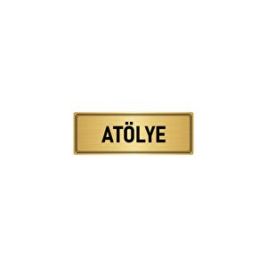 Metal Yönlendirme Levhası, Departman Kapı İsimliği Atölye 7x20 Cm Altın Renk