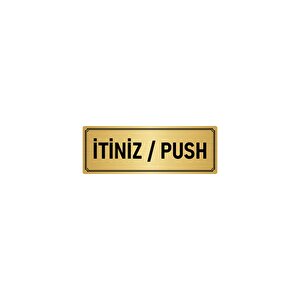Metal Yönlendirme Levhası, Departman Kapı İsimliği İtiniz/push 10x20 Cm Altın Renk