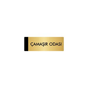 Metal Yönlendirme Levhası, Departman Kapı Isimliği Çamaşır Odası 7x20 Cm Altın Renk