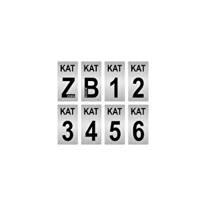 Apartman Bina Kat Numarası Levhası 5x10 Cm Gümüş Renk