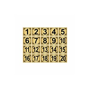 Metal Kapı,masa,dolap Numarası 5x5cm 20 Adet (1..20) Altın Renk Metal