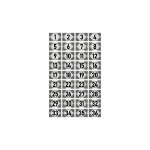 Metal Kapı Masa Dolap Numara Levhası 3,5x5cm Gümüş Renk 36 Adet (1…36)