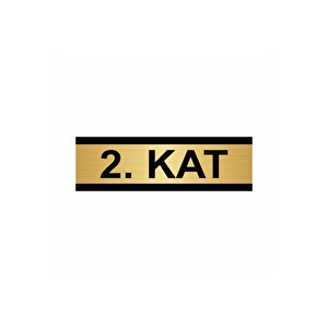 2. Kat 10x20cm Altın Renk Metal Yönlendirme Levhası