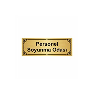 Personel Soyunma Odası 7x20cm Altın Renk Metal Yönlendirme Levhası