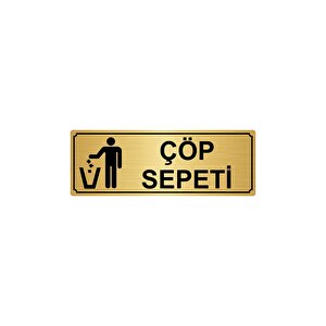 Çöp Sepeti̇ Yönlendi̇rme Levhasi 7cmx20cm Altin Renk Metal
