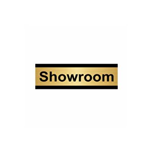 Showroom 7x20cm Altın Renk Metal Yönlendirme Levhası