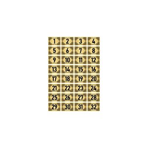 Metal Kapı Masa Dolap Numara Levhası 3,5x5cm Altın Renk 32 Adet (1…32)