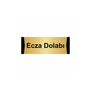 Ecza Dolabı 7x20cm Altın Renk Metal Yönlendirme Levhası