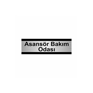 Asansör Bakım Odası 7x20cm Gümüş Renk Metal Yönlendirme Levhası