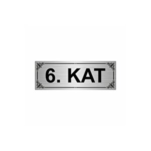 6.kat 7x20cm Gümüş Renk Metal Yönlendirme Levhası