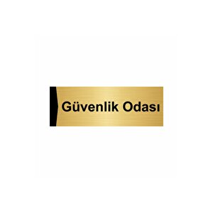 Güvenlik Odası 5x20cm Altın Renk Metal Yönlendirme Levhası
