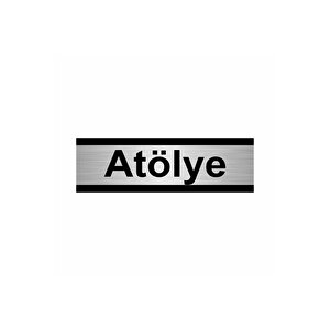 Atölye 7x20cm Gümüş Renk Metal Yönlendirme Levhası