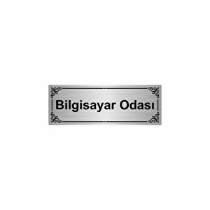 Bilgisayar Odası 7x20cm Gümüş Renk Metal Yönlendirme Levhası