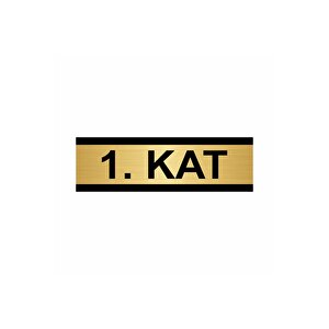 1. Kat 5x20cm Altın Renk Metal Yönlendirme Levhası