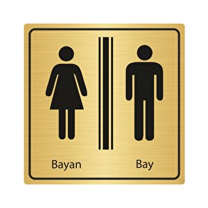 Wc Yönlendi̇rme Levhasi Bay Bayan 20cmx20cm Sy03 Altin Renk Metal