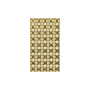 Metal Kapı Masa Dolap Numara Levhası 4x4cm Altın Renk 45 Adet (1…45)