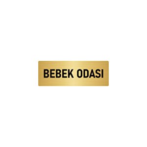 Metal Yönlendirme Levhası, Departman Kapı İsimliği Bebek Odası 7x20 Cm Altın Renk