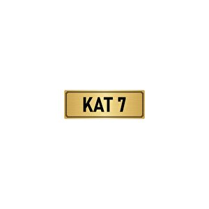 Metal Yönlendirme Levhası, Departman Kapı İsimliği Kat 7 10x20 Cm Altın Renk