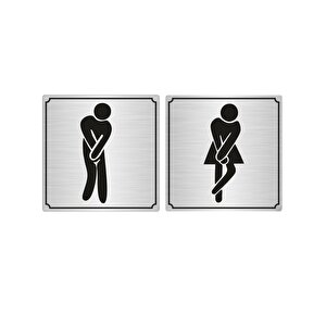 Wc Bay Bayan Yönlendirme Levhası 15 X 15 Cm Yapışkanlı Gümüş Renk