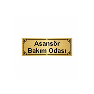 Asansör Bakım Odası 7x20cm Altın Renk Metal Yönlendirme Levhası