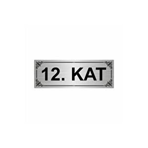 12.kat 7x20cm Gümüş Renk Metal Yönlendirme Levhası