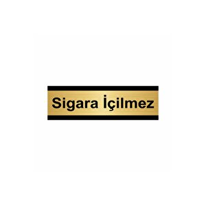 Sigara İçilmez 7x20cm Altın Renk Metal Yönlendirme Levhası
