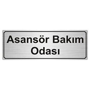 Asansör Bakim Odasi Yönlendi̇rme Levhasi 7cmx20cm Gümüş Renk Metal