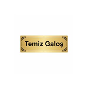 Temiz Galoş  7x20cm Altın Renk Metal Yönlendirme Levhası