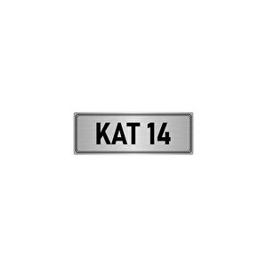 Metal Yönlendirme Levhası, Departman Kapı İsimliği Kat 14 5x20 Cm Gümüş Renk
