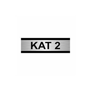 Kat 2 10x20cm Gümüş Renk Metal Yönlendirme Levhası
