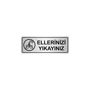 Elleri̇ni̇zi̇ Yikayiniz Yönlendi̇rme Levhasi 7cmx20cmgümüş Renk Metal