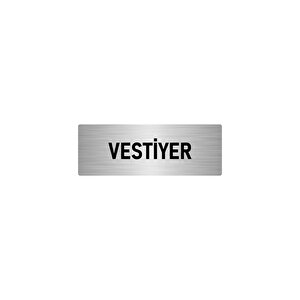Metal Yönlendirme Levhası, Departman Kapı İsimliği Vestiyer 5x20 Cm Gümüş Renk