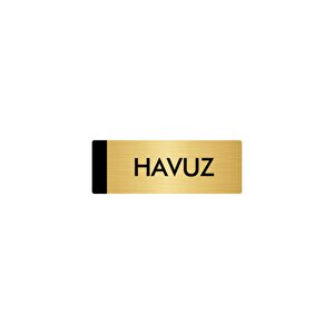 Metal Yönlendirme Levhası, Departman Kapı Isimliği Havuz 7x20 Cm Altın Renk
