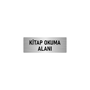 Metal Yönlendirme Levhası, Departman Kapı İsimliği Kitap Okuma Alanı 7x20 Cm Gümüş Renk