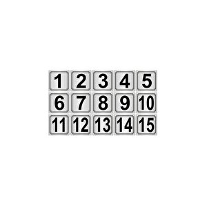 Metal Kapı,masa,dolap Numarası 15cmx15cm 15 Adet (1..15) Gümüş Renk Metal