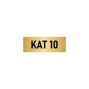 Metal Yönlendirme Levhası, Departman Kapı İsimliği Kat 10 10x20 Cm Altın Renk