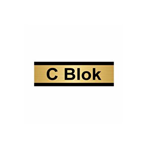C Blok 10x20cm Altın Renk Metal Yönlendirme Levhası