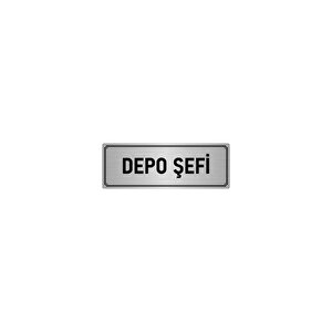 Metal Yönlendirme Levhası, Departman Kapı İsimliği Depo Şefi 7x20 Cm Gümüş Renk