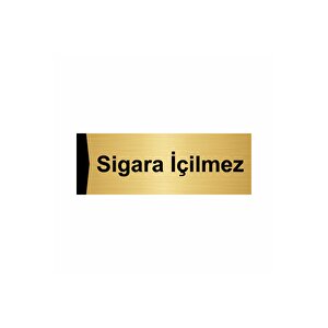 Sigara İçilmez 7x20cm Altın Renk Metal Yönlendirme Levhası