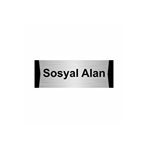 Sosyal Alan 7x20cm Gümüş Renk Metal Yönlendirme Levhası
